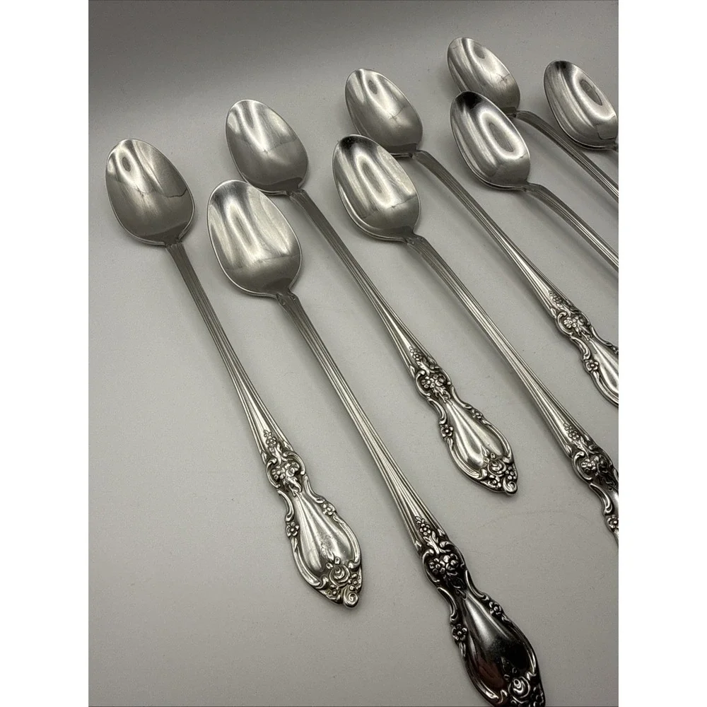 Oneida Louisiana Set of 8 ICED TEASPOONS  Community Stainless Flatware Tall